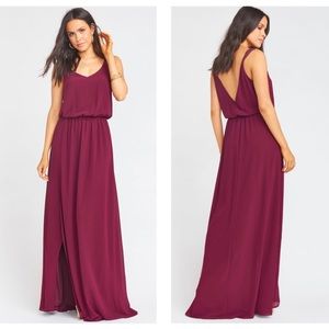 Show Me Your Mumu Kendall Maxi Dress in Merlot Chiffon